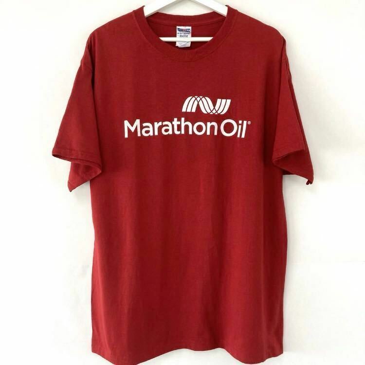 アメリカ古着 Marathon Oil Tee JERZEES 半袖プリントTシャツ トップス レッド 赤 XLサイズ