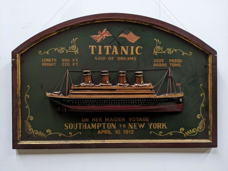 壁飾り イギリス タイタニック号 豪華客船 木製 パブ 酒場 インテリア 幅91.5cm 高60cm 重約7.2kg 
