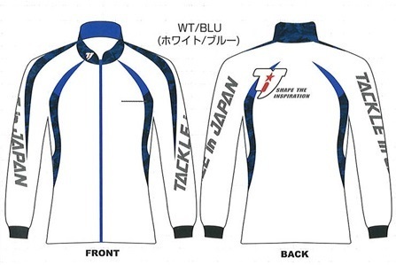 新品 タックルインジャパン フルジップシャツ パターン ホワイトブルー Mサイズ