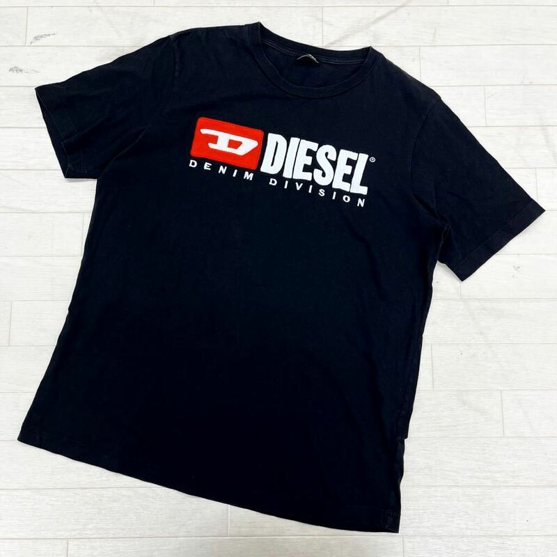 1412◎ DIESEL ディーゼル トップス Tシャツ カットソー クルーネック 半袖 ビック ロゴ 刺繍 ブラック メンズM