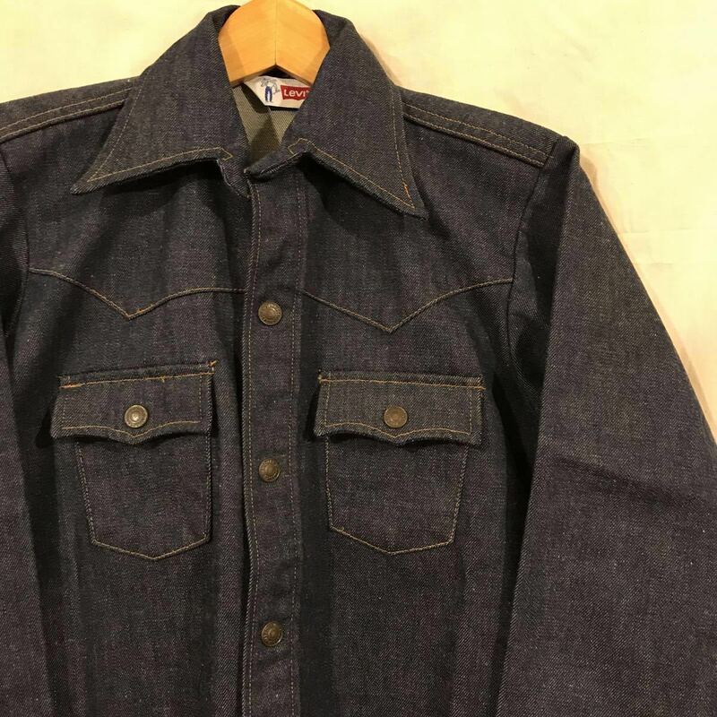 70's デッドストック Levi's Denim Shirts L/S サドルマン デニムシャツ 長袖 三角タグ