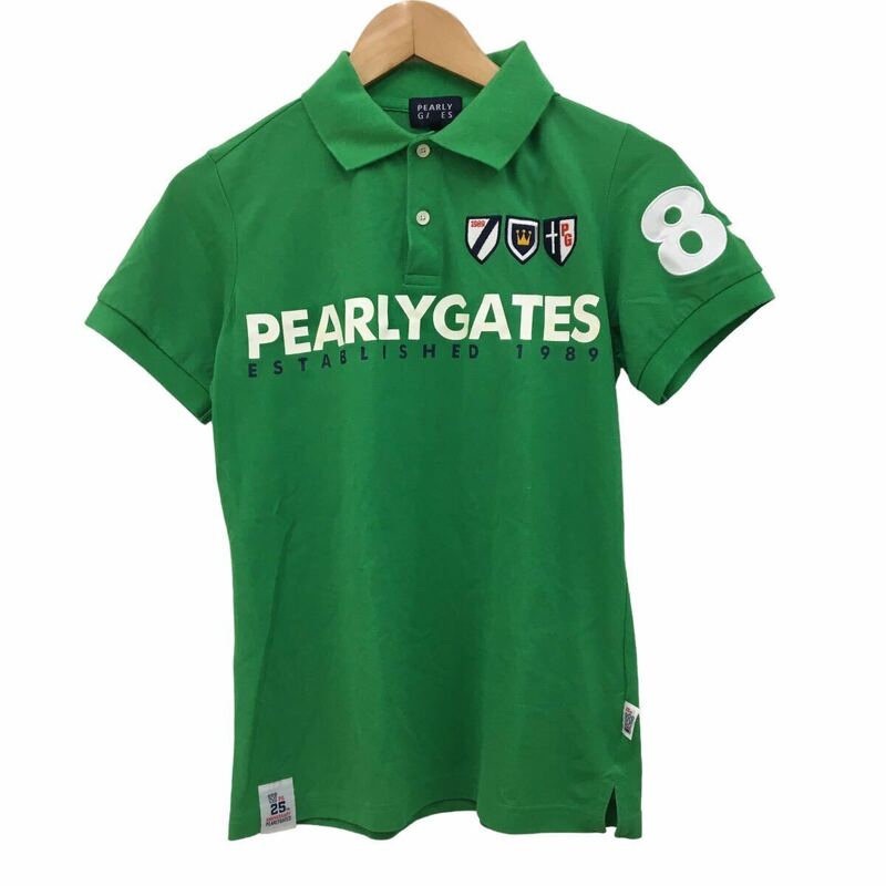 C342 PEARLY GATES パーリーゲイツ GOLF ゴルフ ゴルフウェア 半袖 ポロシャツ シャツ トップス カットソー メンズ 4 グリーン 緑 日本製