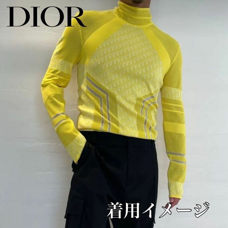 《新品同様品》クリスチャンディオール Christian Dior 23FALL オブリーク総柄 切替 テクニカル セーター ロンT M メンズ 白 定価約30万