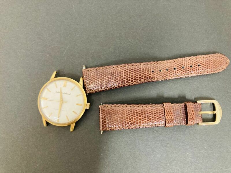 【4d71】 SEIKO セイコー 稼働品 腕時計 他社ベルト 手巻き 時計 おしゃれ 稼働 K18 箱無し 