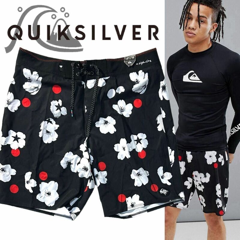 【Quiksilver】Cherry Pop 19 Swim Shorts in Black BOARD SHORTS クイックシルバー 4WAYストレッチサーフショーツ ボードショーツ