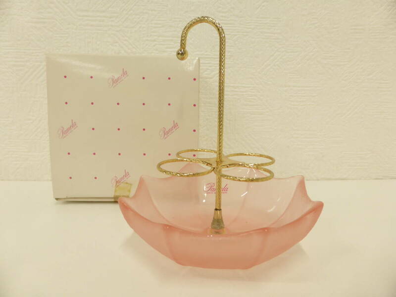雑貨祭 アクセサリー入れ 傘型 ジュエリーケース ピンクガラス HIROTA GLASS TOKYO Pamela