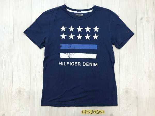 Tommy Hilfiger トミー ヒルフィガー キッズ 星条旗風ロゴ 半袖Tシャツ 164 青