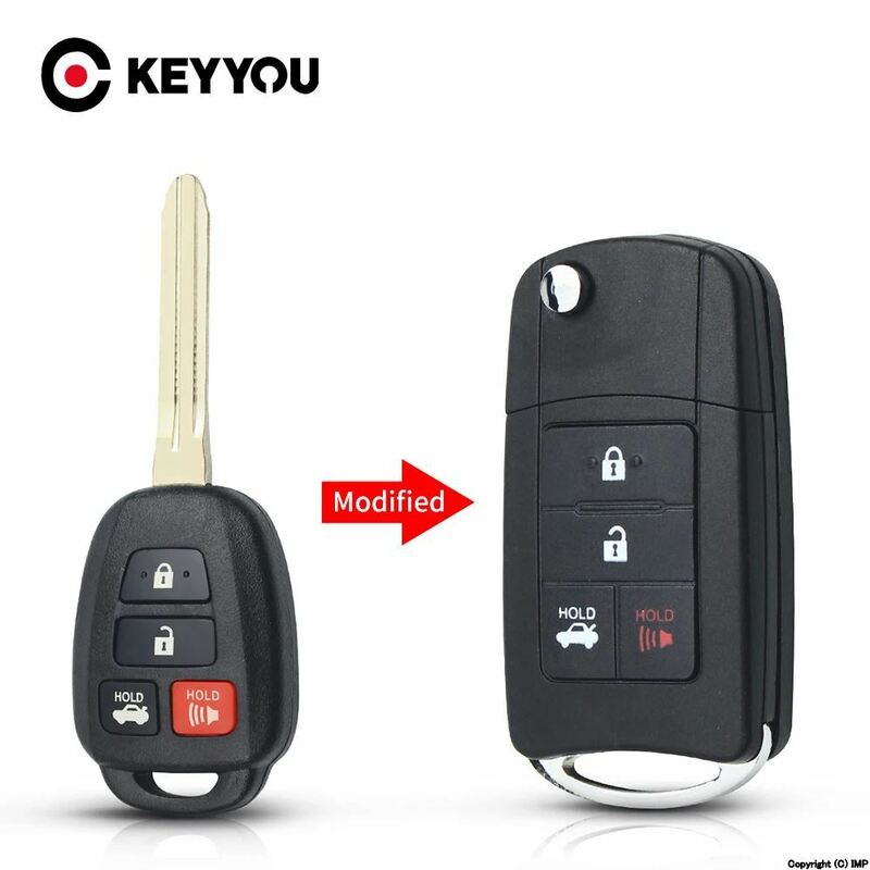 Keyyou-キー 4つボタン 折りたたみ式カバー 車用 トヨタアイリカローラカムリケース