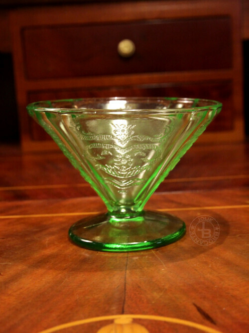 ヴィンテージ　フェデラルグラスカンパニー　ウランガラス　シャーベットグラス　1脚