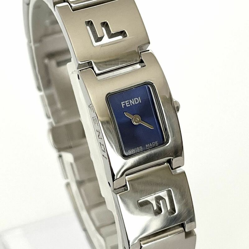 【稼働】磨き済み フェンディ FENDI 3150L レディース 腕時計 美品 電池新品 箱あり ブルー文字盤 s1667