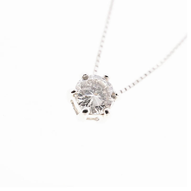 【jv501】ダイヤモンド ネックレス/0.2ct/K10WG ホワイトゴールド/一粒ダイヤ/未使用
