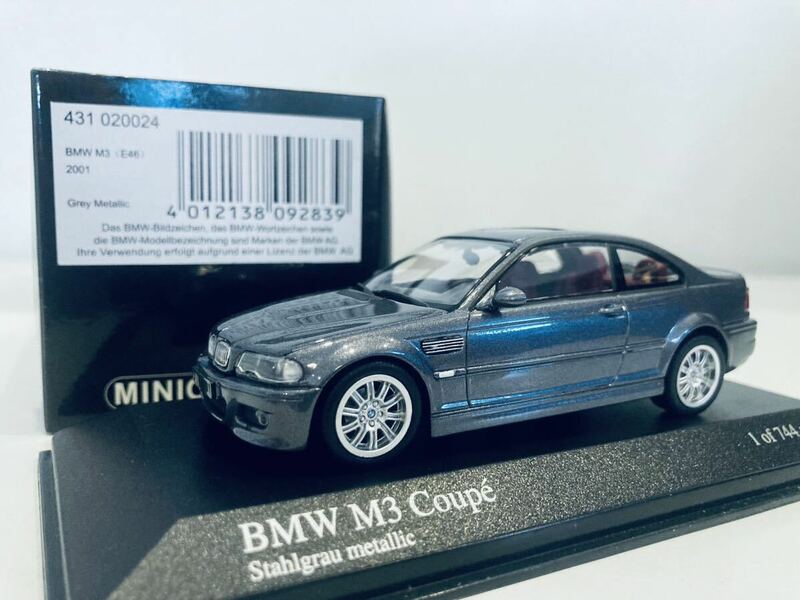 【送料無料】1/43 Minichanps BMW M3 (E46) 2001 Grey metallic