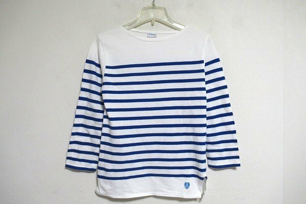 N6813:Orcival(オーシバル)ラッセルフレンチセーラーTシャツ WOMEN　バスクシャツ/白×青ボーダー/1：35