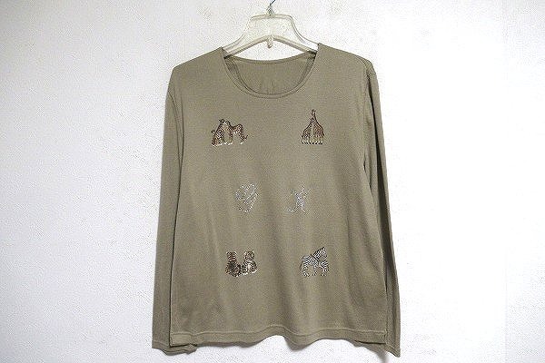 B0284:伊太利屋 長袖カットソー イタリヤ 長袖Tシャツ ベージュ系 15 レディース ロンT カットソー 長袖シャツ:35