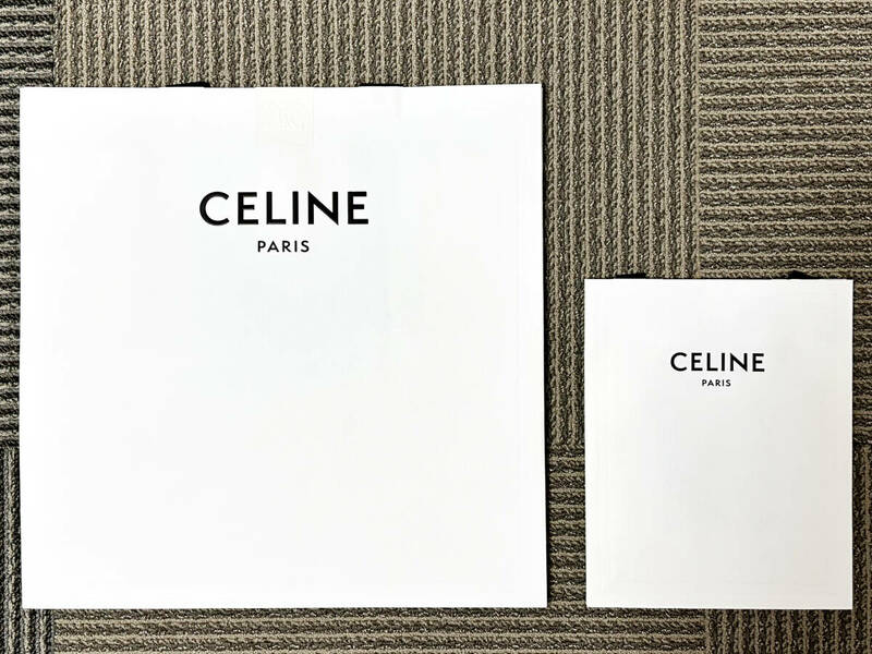 紙袋2枚 セリーヌ ショッパー 手提げ袋(40×40×18cm)(25×20×12cm)　エディースリマン CELINE Hedi Slimane