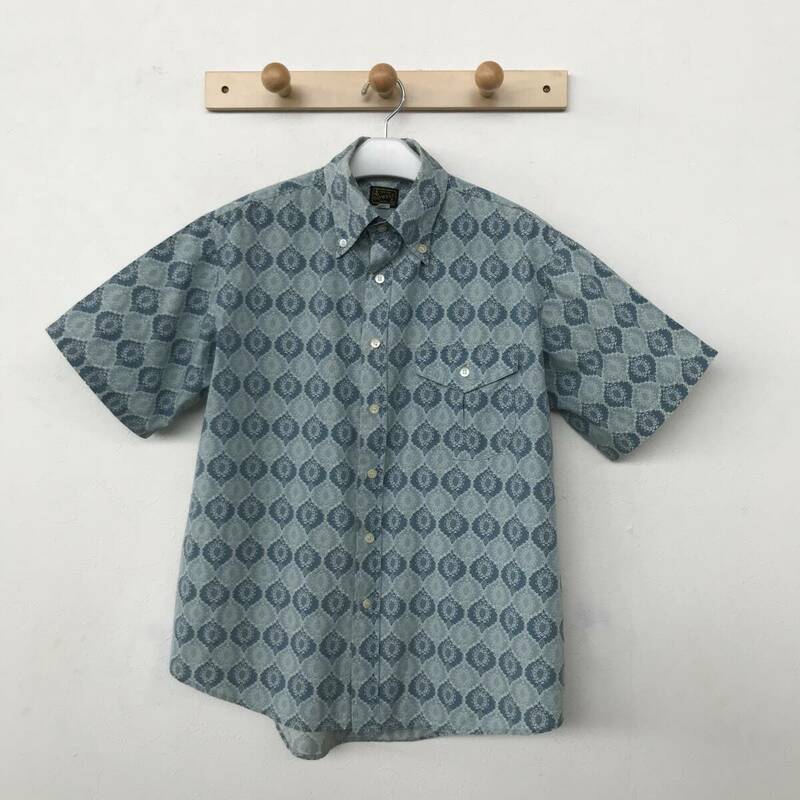 GENUINE GOWEST SHIRT ゴーウエスト メンズ 総柄 半袖B.D.シャツ 良品 size 2 M/XL