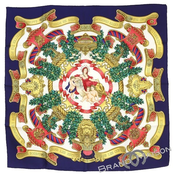 新品同様【エルメス】カレ90/スカーフ/シルク/EUROPE/クリスマス/ブルー/HERMES