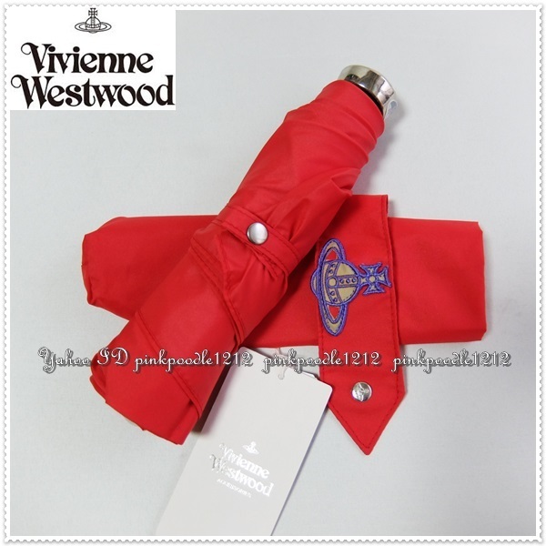 ◆ヴィヴィアンウエストウッド UV加工 軽量 折りたたみ 3段 傘◆オーブ 赤◆
