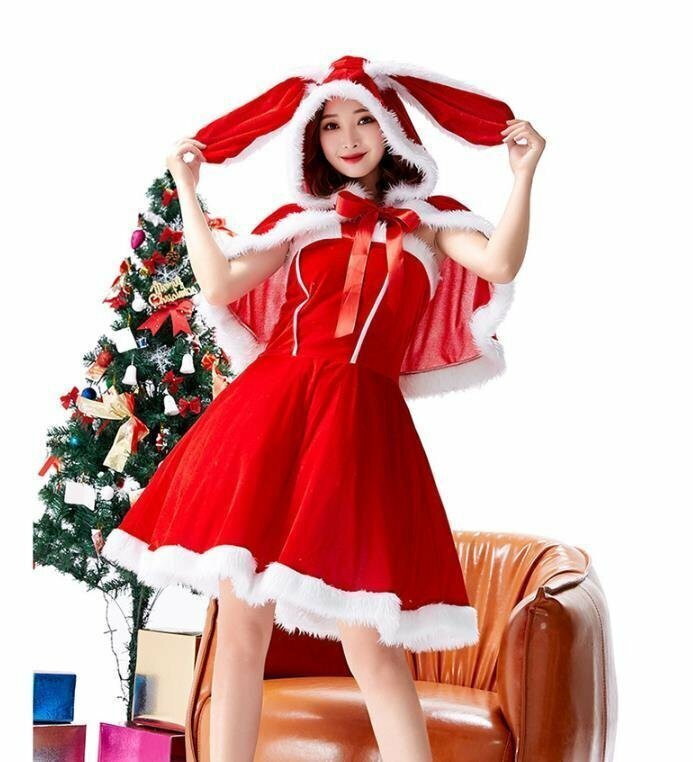 かわいい　コスプレドレス クリスマス ワンピース レディース 仮装 マント+ドレス　コスチューム 衣装 Xmas 学園祭 パーティー