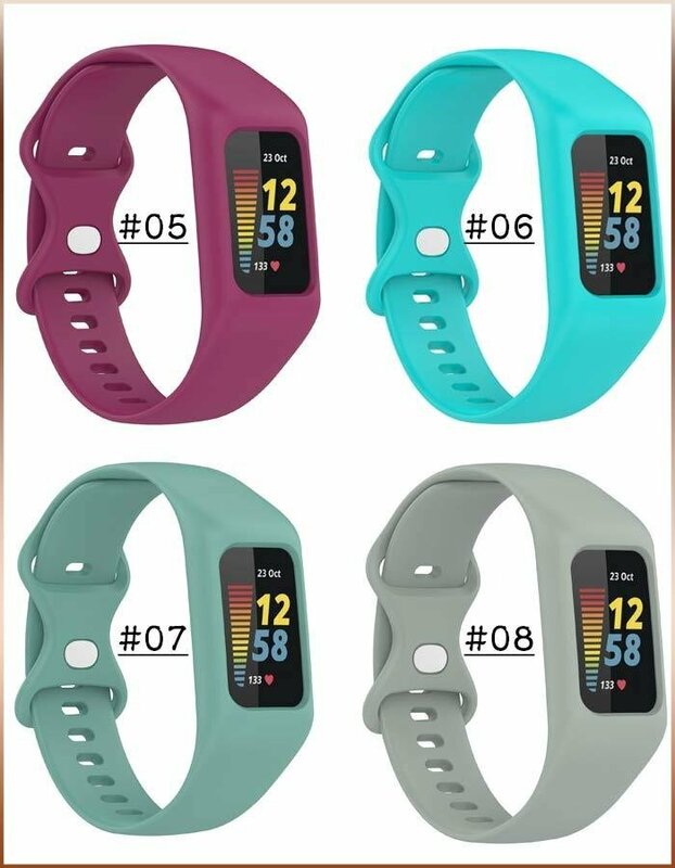 Fitbit Charge5 対応バンド シリコン製 ソフトバンド Charge5 専用ベルト 一体型 防汗 脱着簡単 スポーツ ベルト 簡単取り付け【#05】