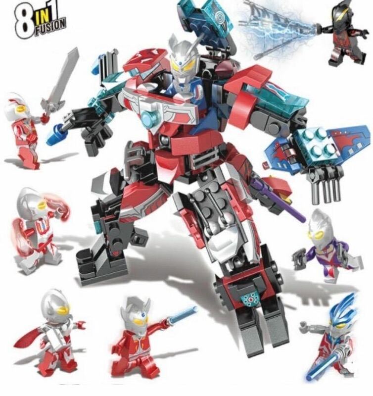 新品LEGOレゴ互換　ウルトラマン合体8体　ミニフィグ人形セット