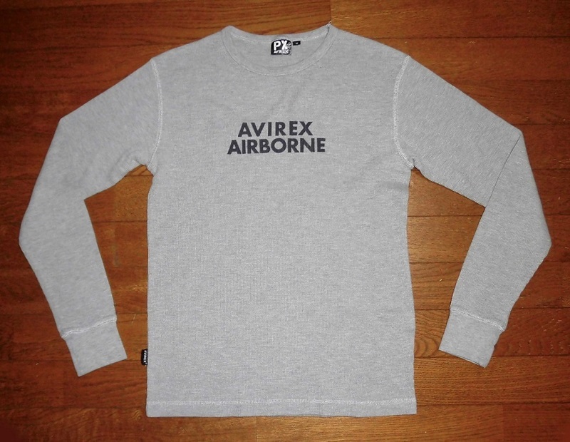 AVIREX PX アヴィレックス アビレックス AIRBORNE ワッフル地 ロンT 長袖 Tシャツ カットソー 正規品 GRY M USED 美品/米空軍アメリカ空軍