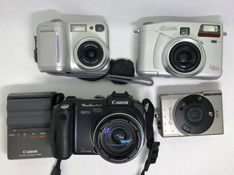 コンパクトデジタルカメラ 4点 デジカメ まとめ CANON IXY キャノン Power Shot Pro1 Nikon ニコン coolpix885 TOSHIBA 東芝