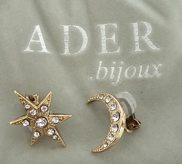 S6 ADER.bijoux アデルビジュー MOON&STAR イヤリング 定価￥13200 月 星 ゴールドカラー スワロフスキー
