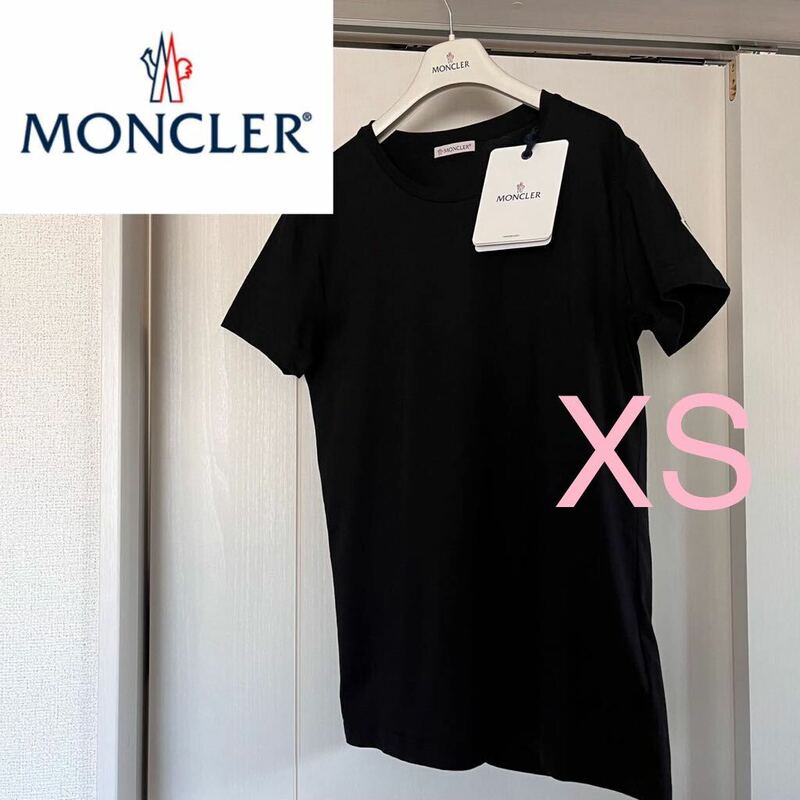 訳あり特価◆MONCLER◆レディース モンクレール　ロゴパッチ ブラック 半袖 コットン　Tシャツ XS 黒