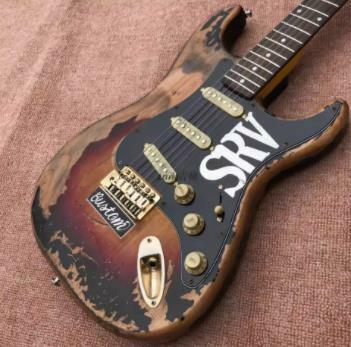 大好評★SRV スタイル アンティーク加工 レトロデザイン エレキギター 初心者 Stevie Ray Vaughan ギターのみ E742