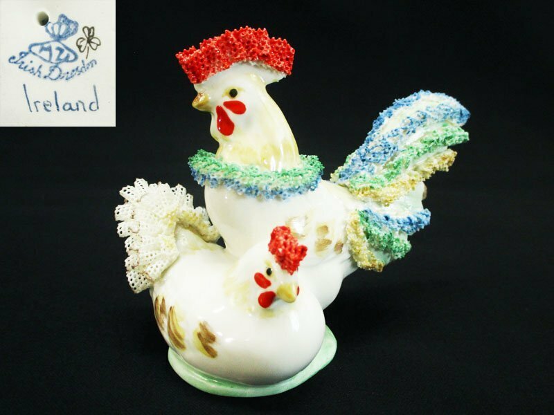 4630 IRISH DRESDEN アイリッシュドレスデン 鶏 フィギュリン 置物/レース人形 陶器 置物