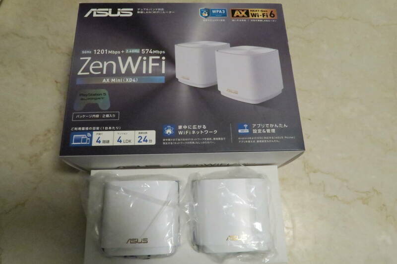 [美品]ASUS Wi-Fi6ルーター ZenWiFiAXMini ホワイト 11ax対応メッシュルーターXD4 W-2-PKスタイリッシュ送料無料