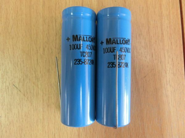 ジャンク●MALLORY マロリー 100UF 450VDC TO807 235-8724K 2本セット コンデンサー オーディオ●4