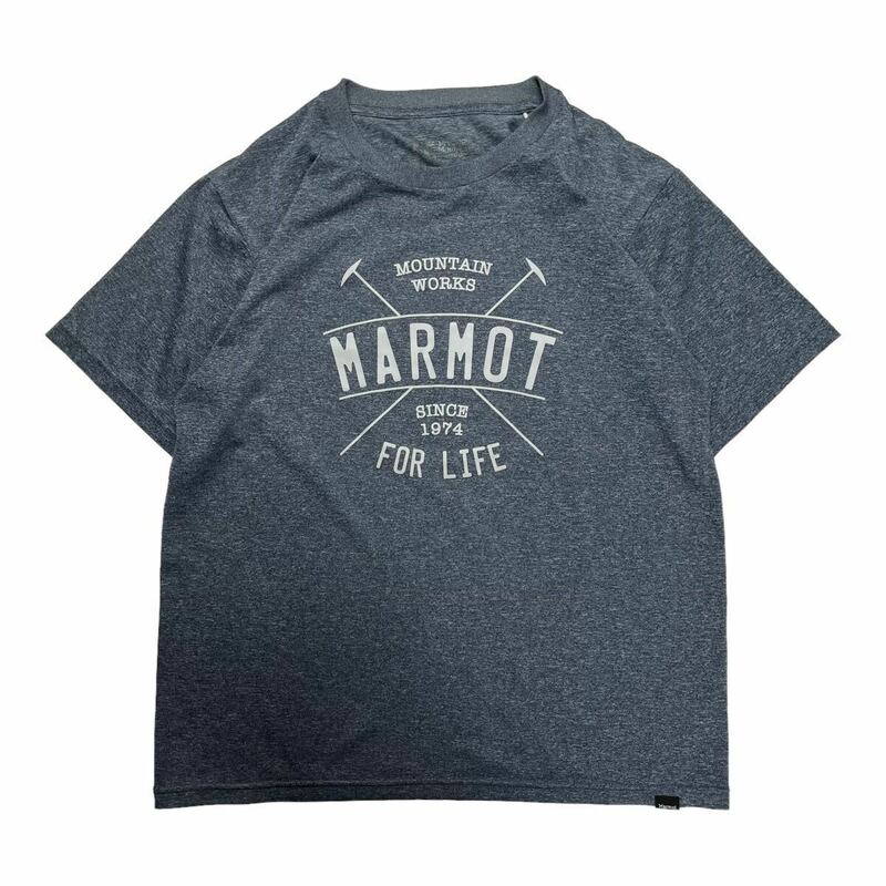 marmot マーモット 半袖Tシャツ プリントT サラサラ系 夏服 ブルー系 M