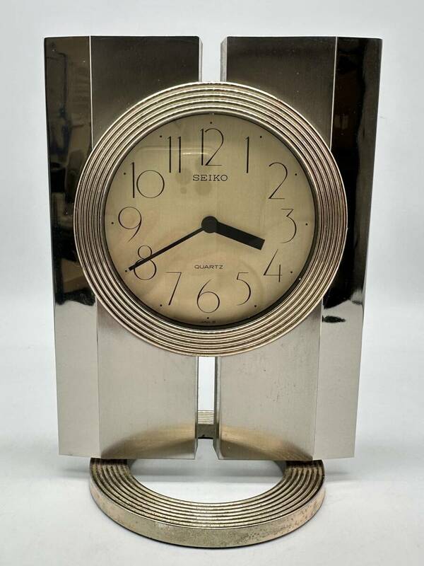 y1256E SEIKO 置き時計 QUARTZ ゴールド 総重量664.5ｇ セイコー クオーツ 電池式 金メッキ 日本製 動作未確認 インテリア レトロ 時計