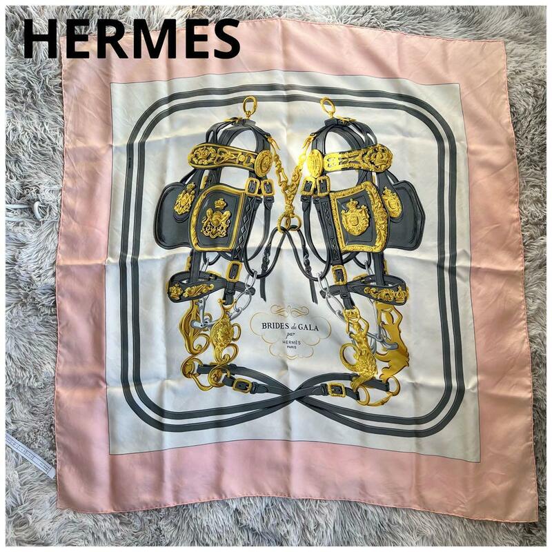 エルメス HERMES スカーフ カレ90 ピンク マルチカラー シルク