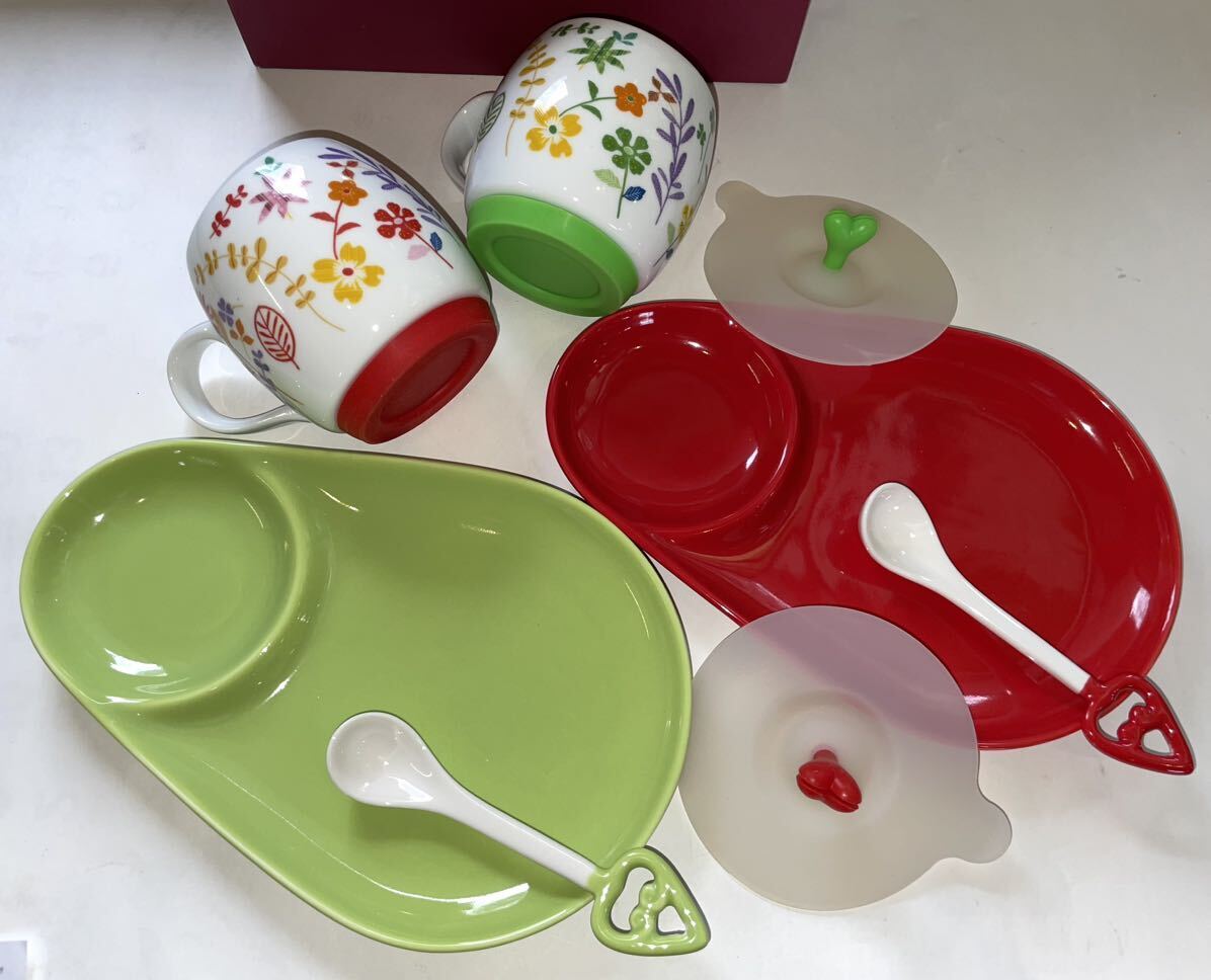 ※anan ◆マグカップ＆プレート＆スプーン＆シリコンふた◆ モーニングセット♪ 前畑ペア 陶器 未使用