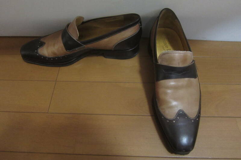 FRANCO LIONE フランコ リオーネ 紳士靴 革靴 本革 メンズシューズ ウィングチップ イタリア製 茶 サイズ39(24.5㎝位) O2404A