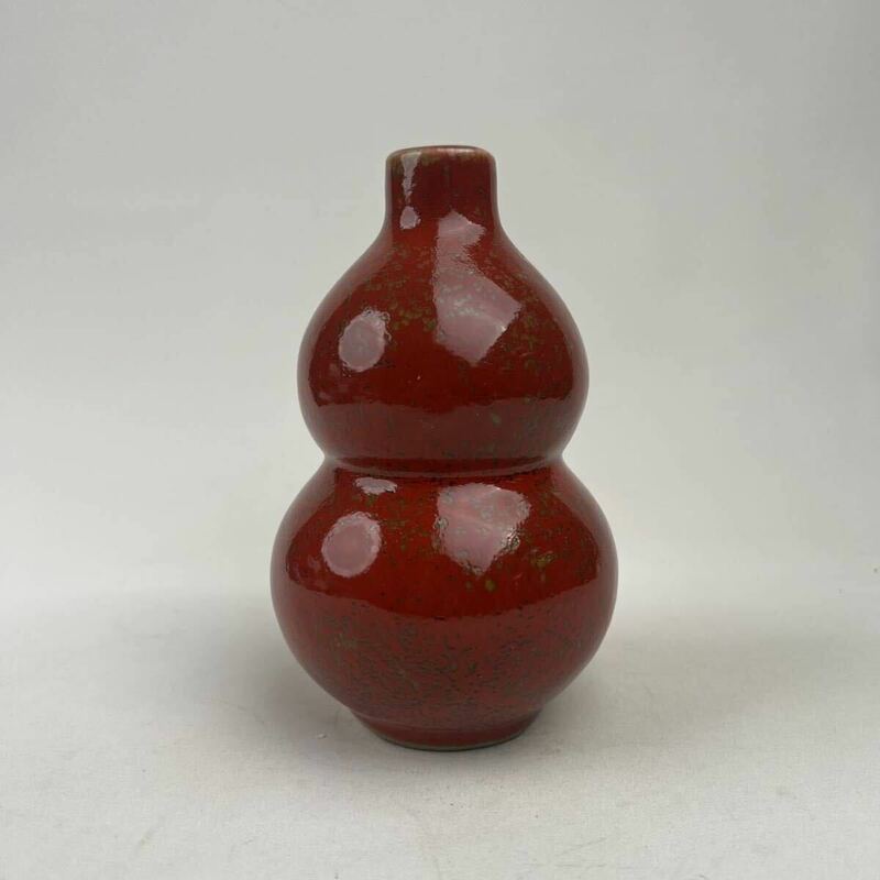中国古美術 清時代 雍正年製 赤釉 鷄血釉 花瓶 徳利 酒器 飾瓶 置物