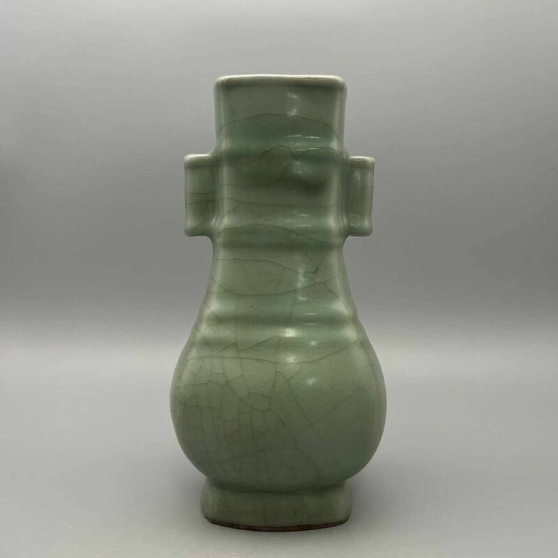 中国 官窯 龍泉窯 官窯 青磁 花瓶 古美術 高さ 23cm