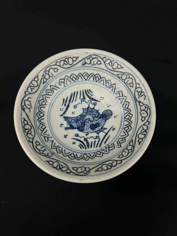中国 古美術 時代物 果物皿 古玩 明青花 明時代 高足皿 古董品 古賞物
