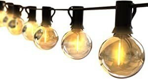 ストリングライト 防雨型 5.5m LED電球 12個 E12口金 G40 電球色 PC素材 破損しにくい 屋内/屋外照明 結婚式 クリスマス ガーデンライト 庭