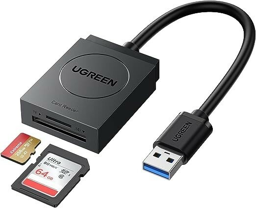 UGREEN カードリーダー USB 3.0 高速 SD TF カードリーダライタ 2スロットカード同時読み書き可能