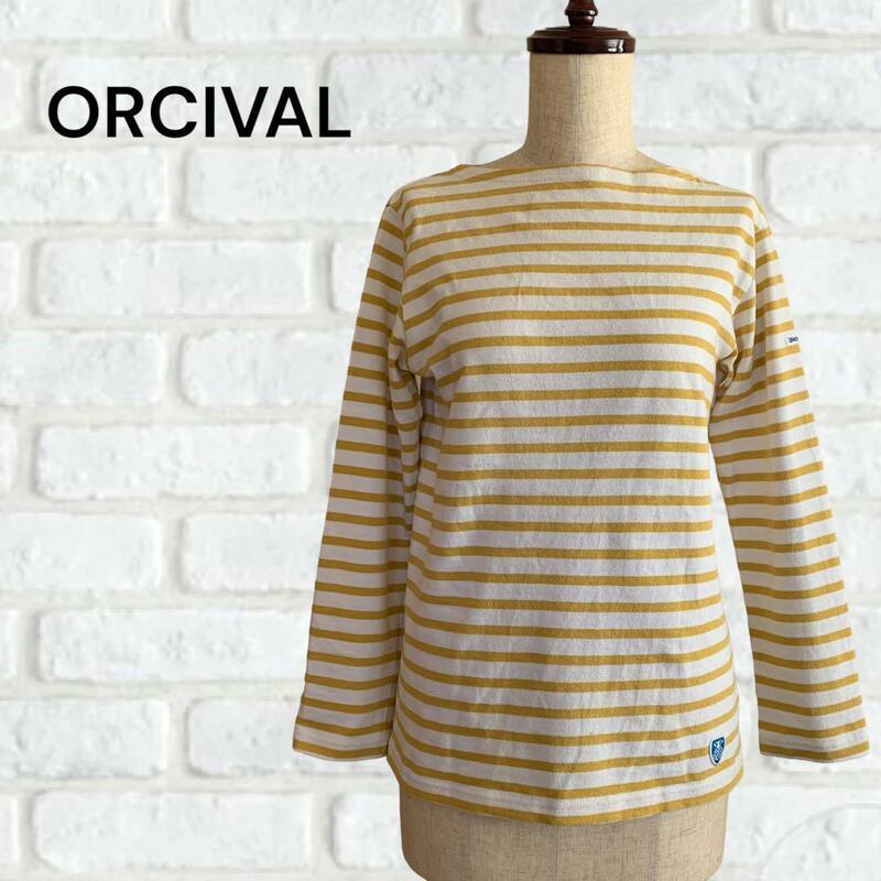 ORCIVAL オーシバル 黄×白 ボーダー Tシャツ カットソー 長袖