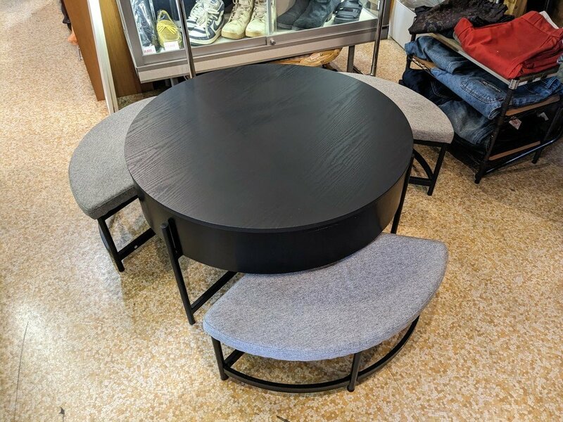 【店頭受け取りのみ】OSJ オーエスジェイ ダイニングテーブル イスセット ローテブル 円形 直径80cm 高さ49cm