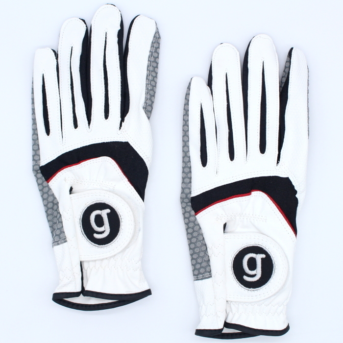 ★G-GOLF シリコン樹脂加工 非公認 ゴルフグローブ 左手用 2枚組 ホワイト S（21-22cm）★送料無料★