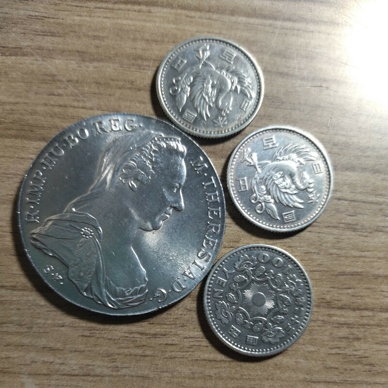 日本　オーストリア　鳳凰百円銀貨　3枚マリア・テレジア銀貨　コイン 古銭