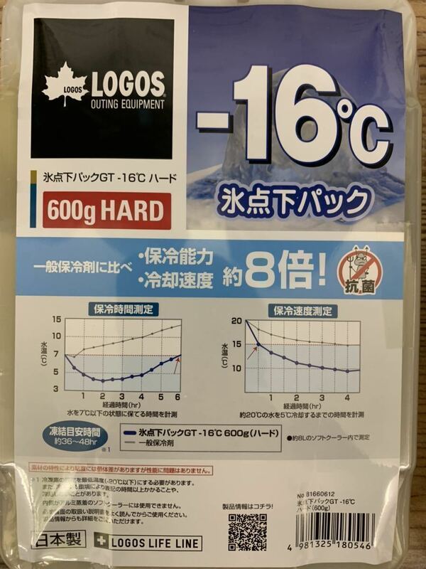 ロゴス(LOGOS) 保冷剤 倍速凍結・氷点下パック GT－16℃ ハード 600g 　新品　未開封　送料込