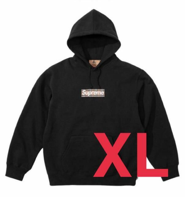 Supreme Burberry Box Logo Hooded Sweatshirt black XL