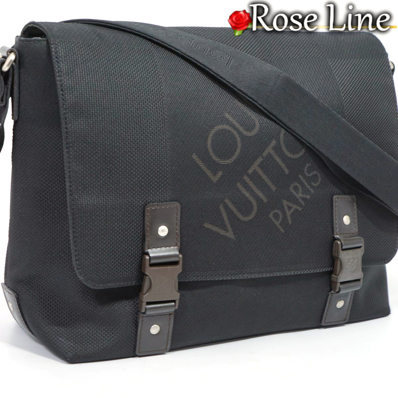 【良好品】Louis Vuitton ダミエジェアン ルー ショルダーバッグ 鞄 ノワール ブラック 黒 DAMIERGEANT メンズレディース ジュアン M93079